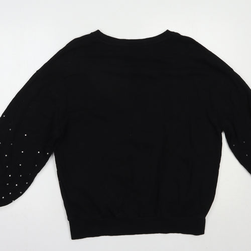 F&F Womens Black  Cotton Pullover Sweatshirt Size 8  Pullover