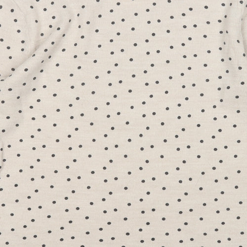 Papaya Womens Beige Round Neck Polka Dot Acrylic Pullover Jumper Size 10