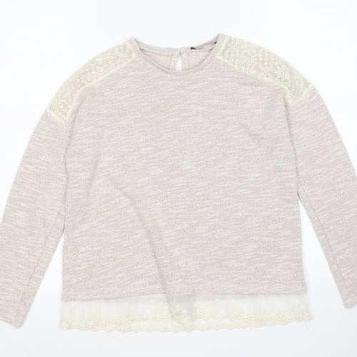 George Girls White Round Neck  Cotton Pullover Jumper Size 11-12 Years