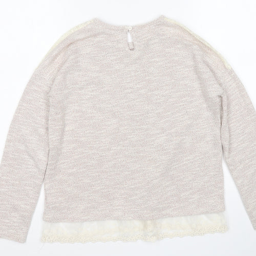 George Girls White Round Neck  Cotton Pullover Jumper Size 11-12 Years