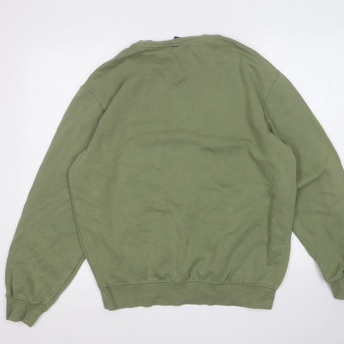H&M Mens Green  Cotton Pullover Sweatshirt Size M