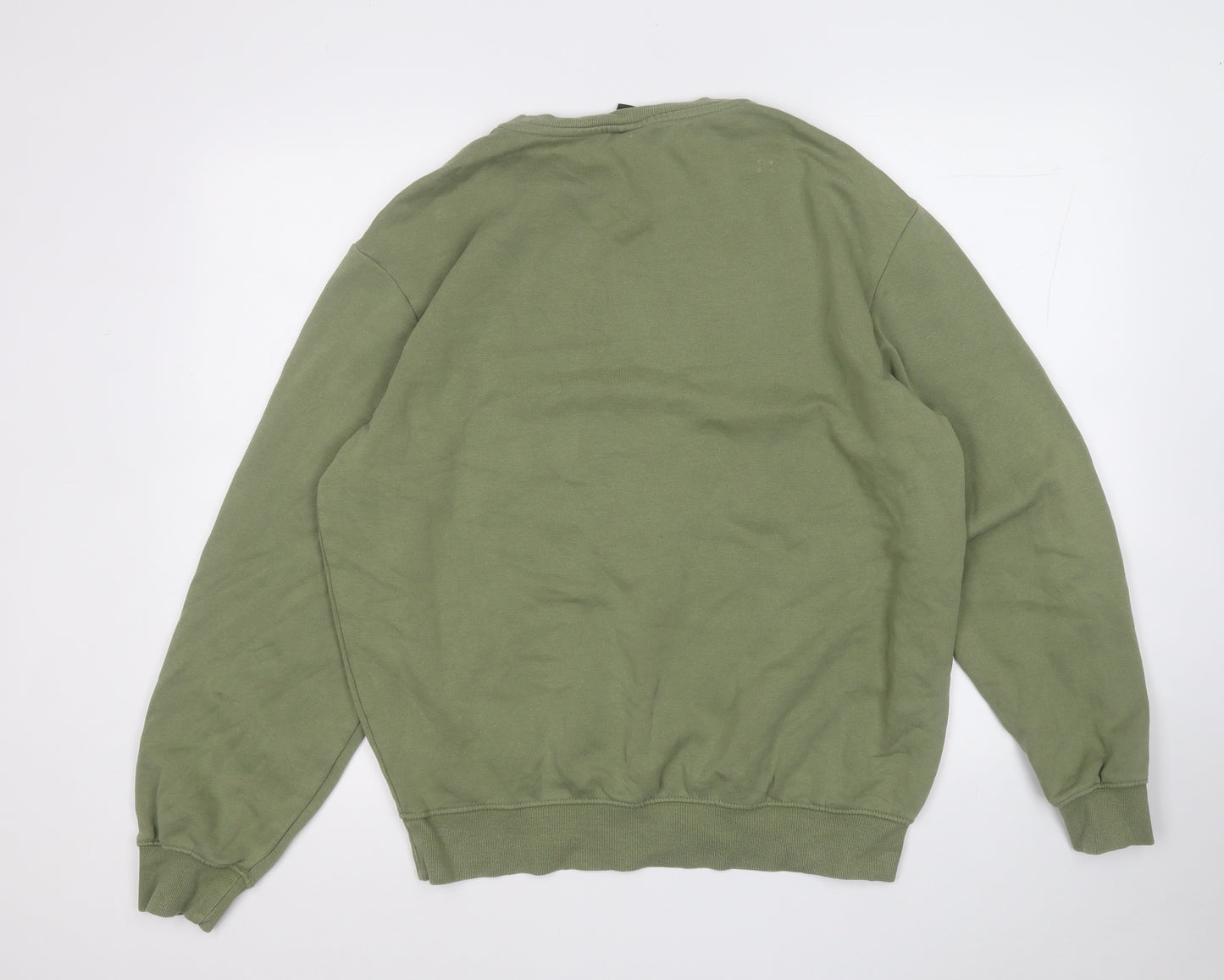 H&M Mens Green  Cotton Pullover Sweatshirt Size M