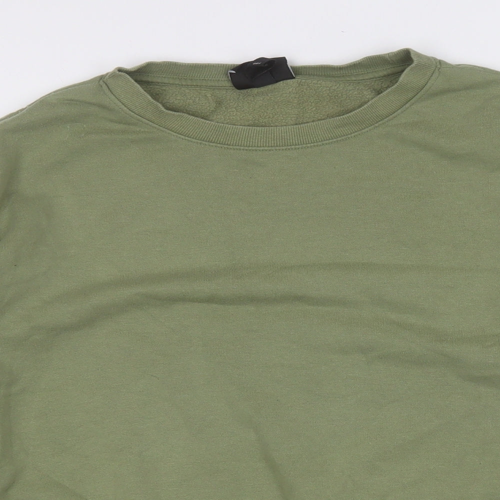H&M Mens Green  Cotton Pullover Sweatshirt Size M