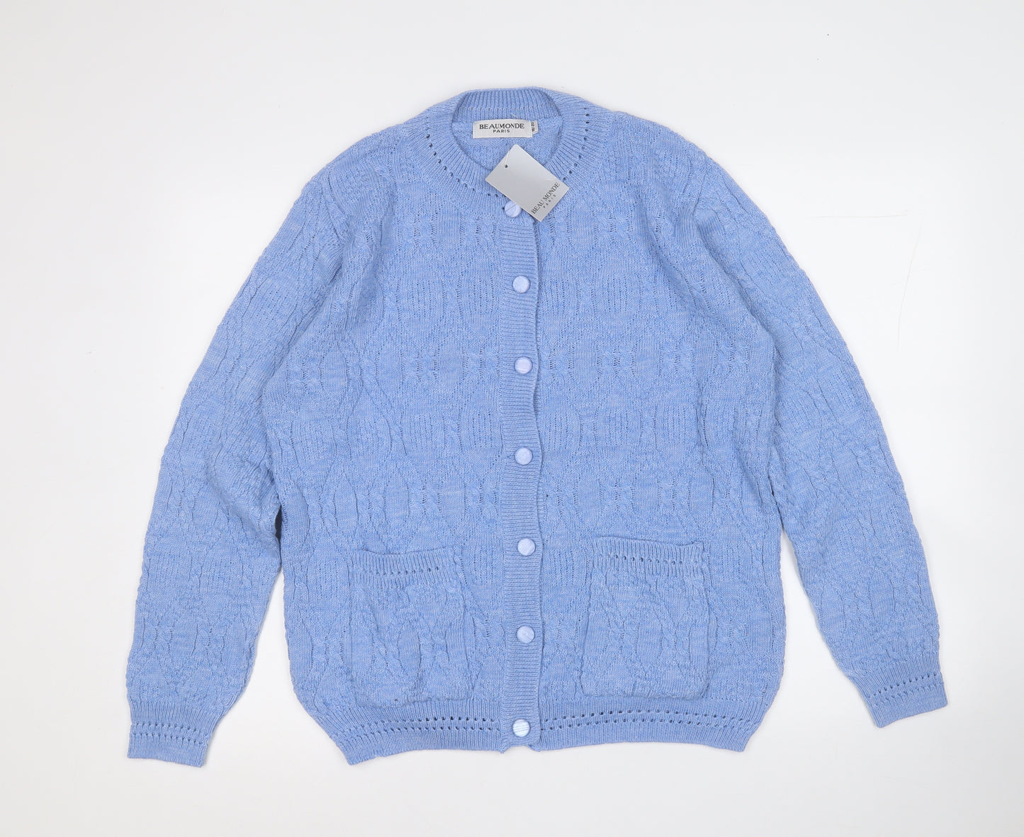 beaumonde paris Womens Blue Round Neck  Polyester Cardigan Jumper Size 18