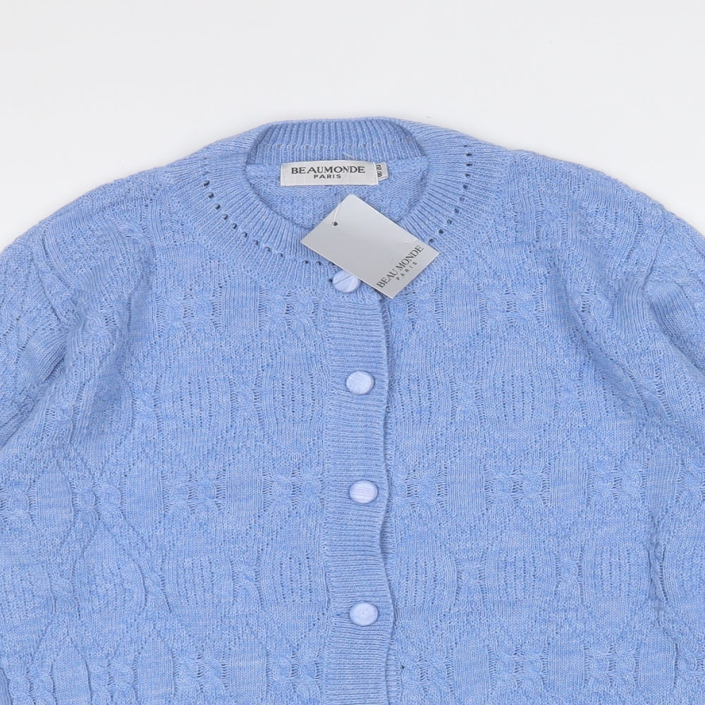 beaumonde paris Womens Blue Round Neck  Polyester Cardigan Jumper Size 18