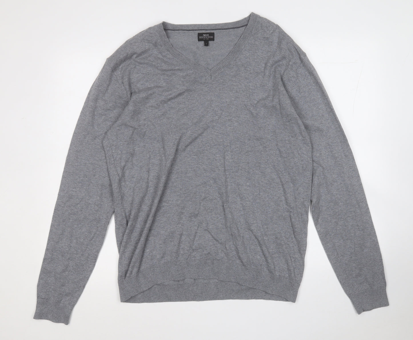 NEXT Mens Grey Round Neck  Cotton Pullover Jumper Size L
