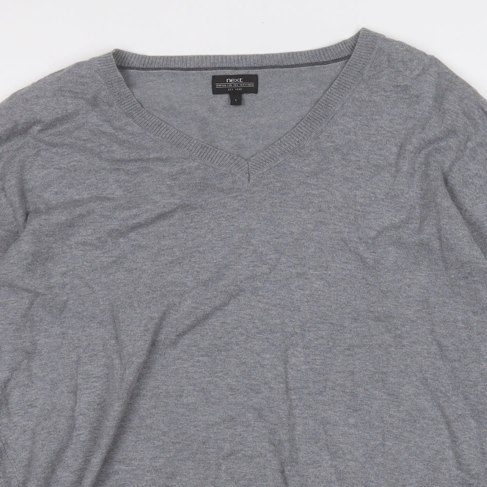 NEXT Mens Grey Round Neck  Cotton Pullover Jumper Size L