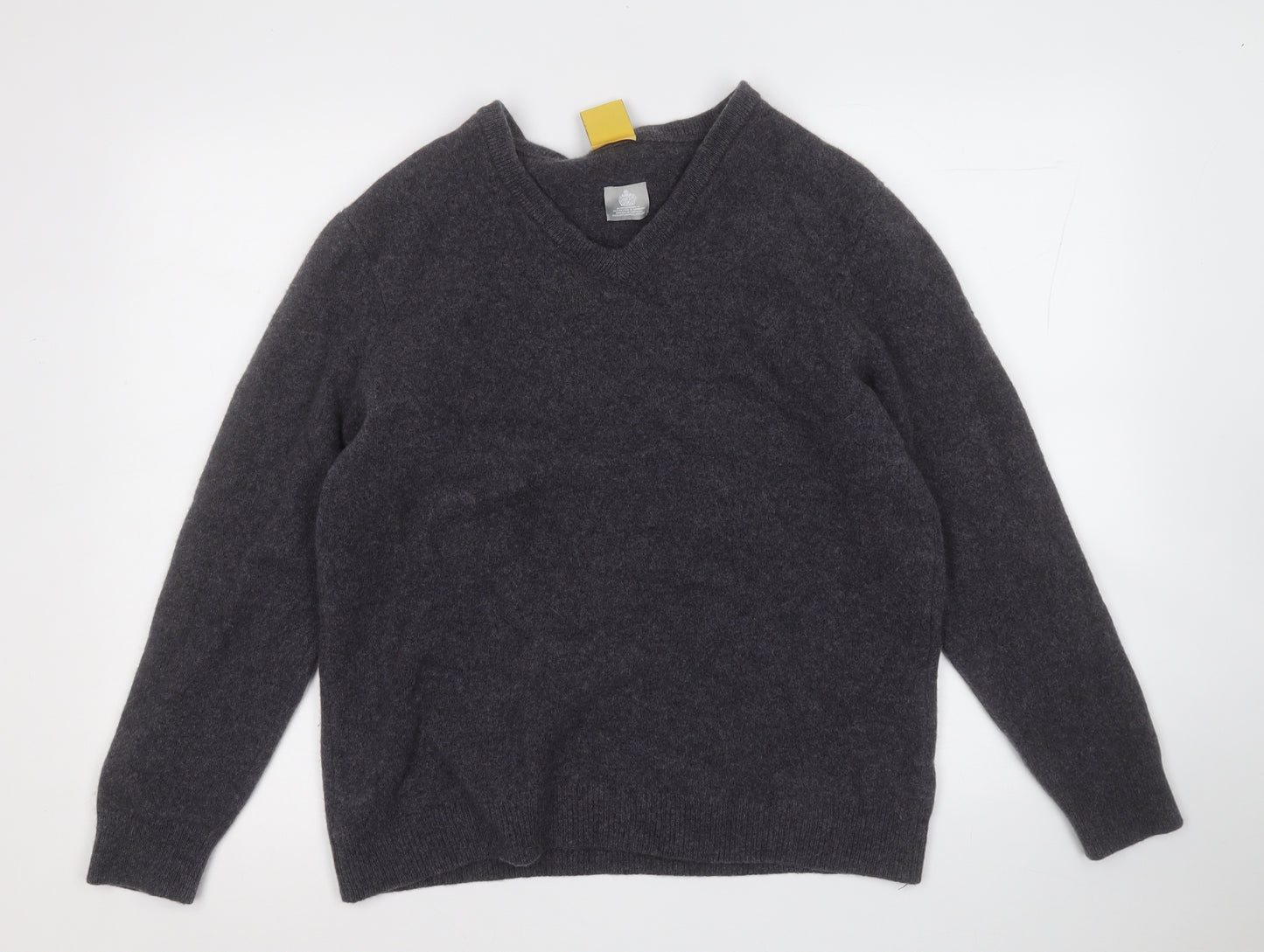 Lyle & Scott Mens Grey V-Neck  Wool Pullover Jumper Size XL