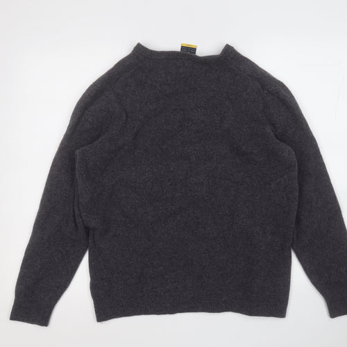 Lyle & Scott Mens Grey V-Neck  Wool Pullover Jumper Size XL