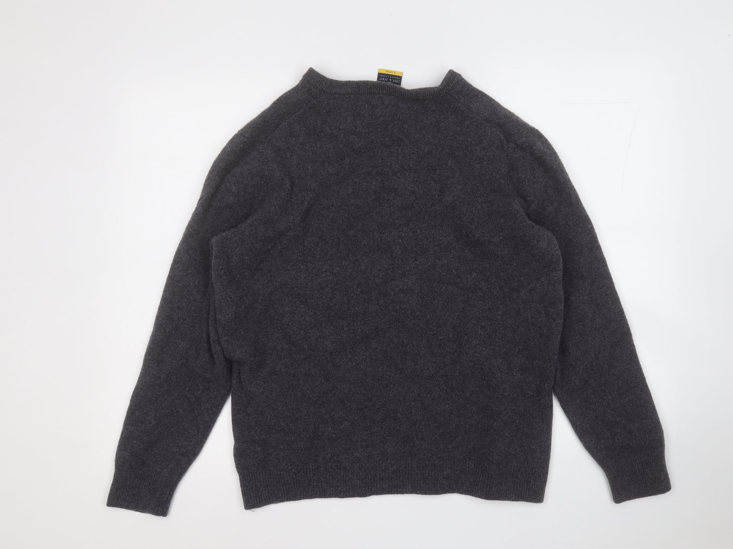 Lyle & Scott Mens Grey V-Neck  Wool Pullover Jumper Size XL