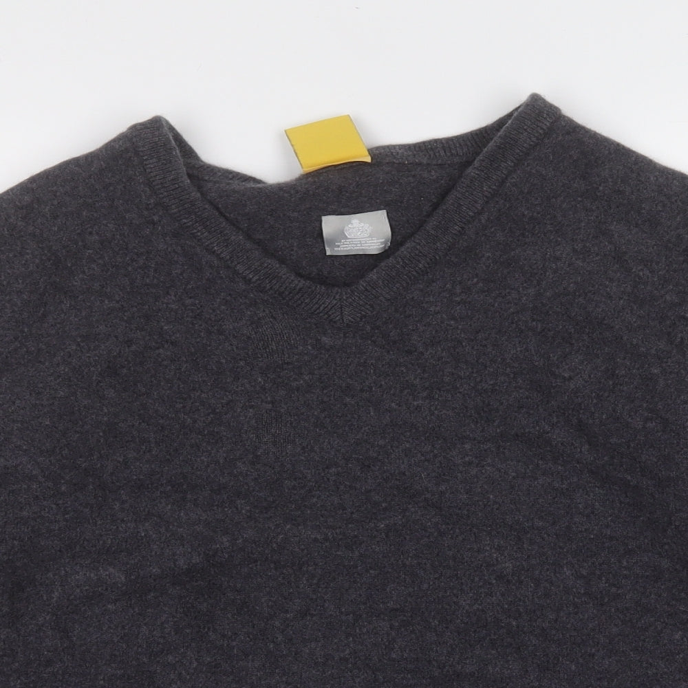 Lyle & Scott Mens Grey V-Neck  Wool Pullover Jumper Size XL
