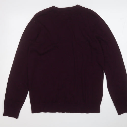 H&M Mens Purple Round Neck  Cotton Pullover Jumper Size L