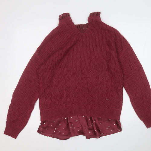 NEXT Womens Red Round Neck  Acrylic Pullover Jumper Size XS