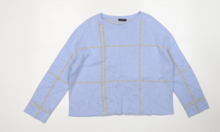 M&Co Womens Blue Round Neck Acrylic Pullover Jumper Size M