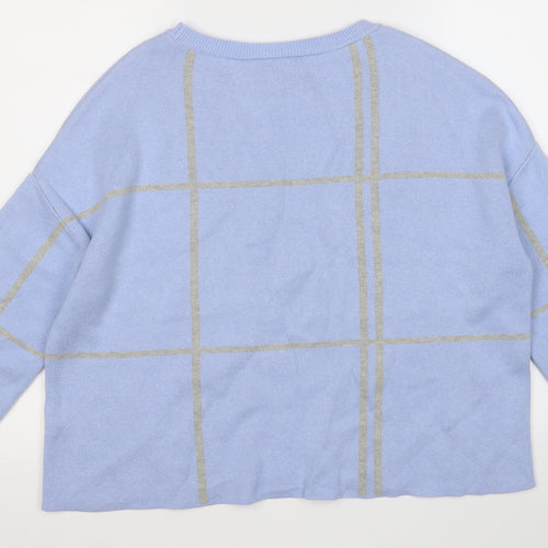 M&Co Womens Blue Round Neck  Acrylic Pullover Jumper Size M