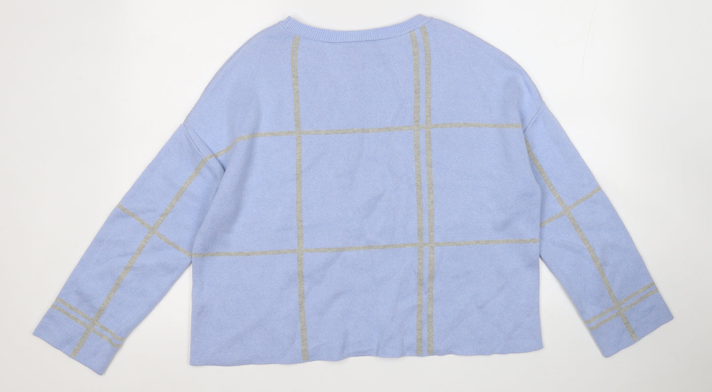 M&Co Womens Blue Round Neck  Acrylic Pullover Jumper Size M