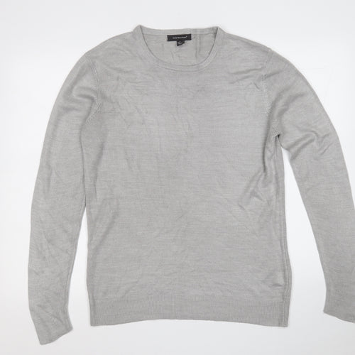 Cedar Wood State Mens Grey Round Neck  Acrylic Pullover Jumper Size S