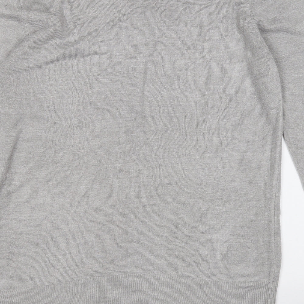 Cedar Wood State Mens Grey Round Neck  Acrylic Pullover Jumper Size S