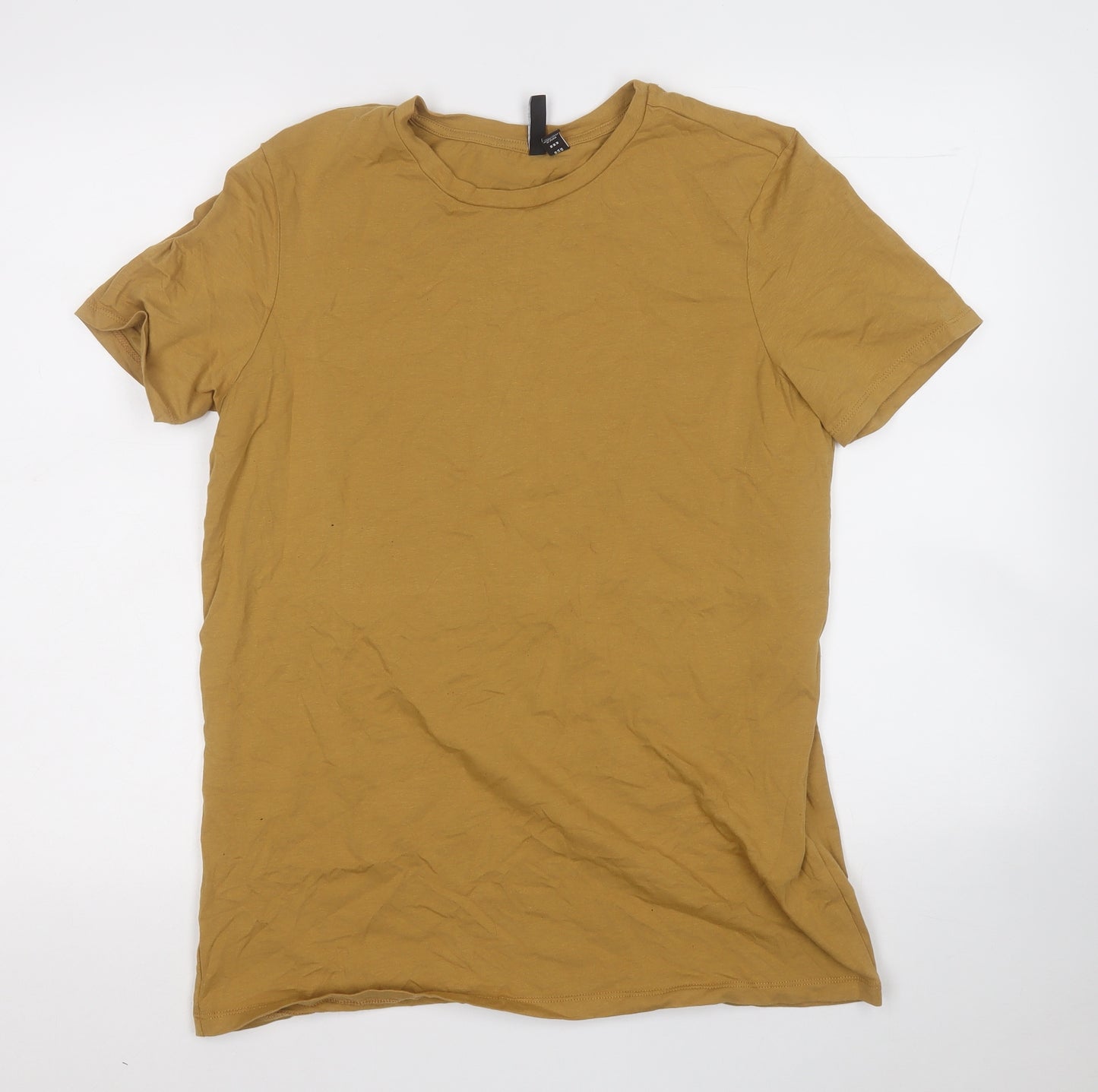 Pieces Womens Yellow  Cotton Basic T-Shirt Size M Round Neck