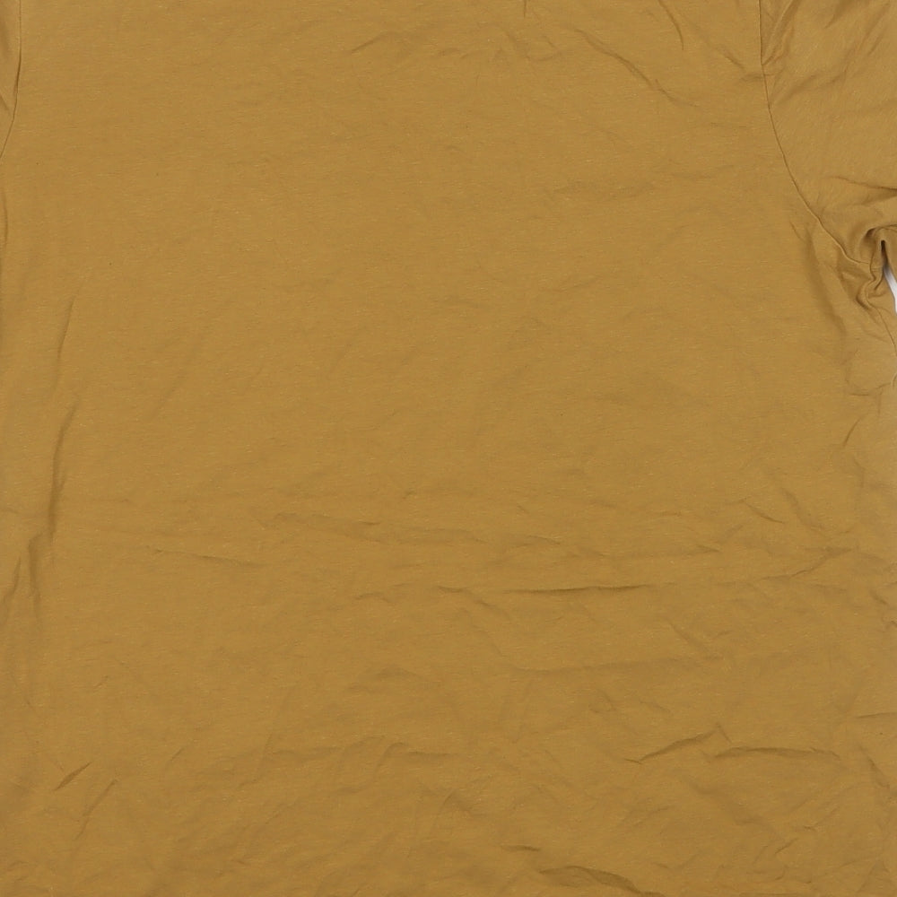 Pieces Womens Yellow  Cotton Basic T-Shirt Size M Round Neck
