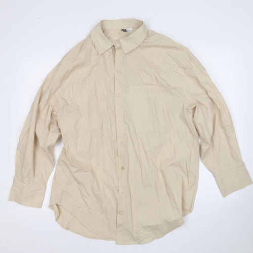 Divided Womens Beige  Cotton Basic Button-Up Size S Collared