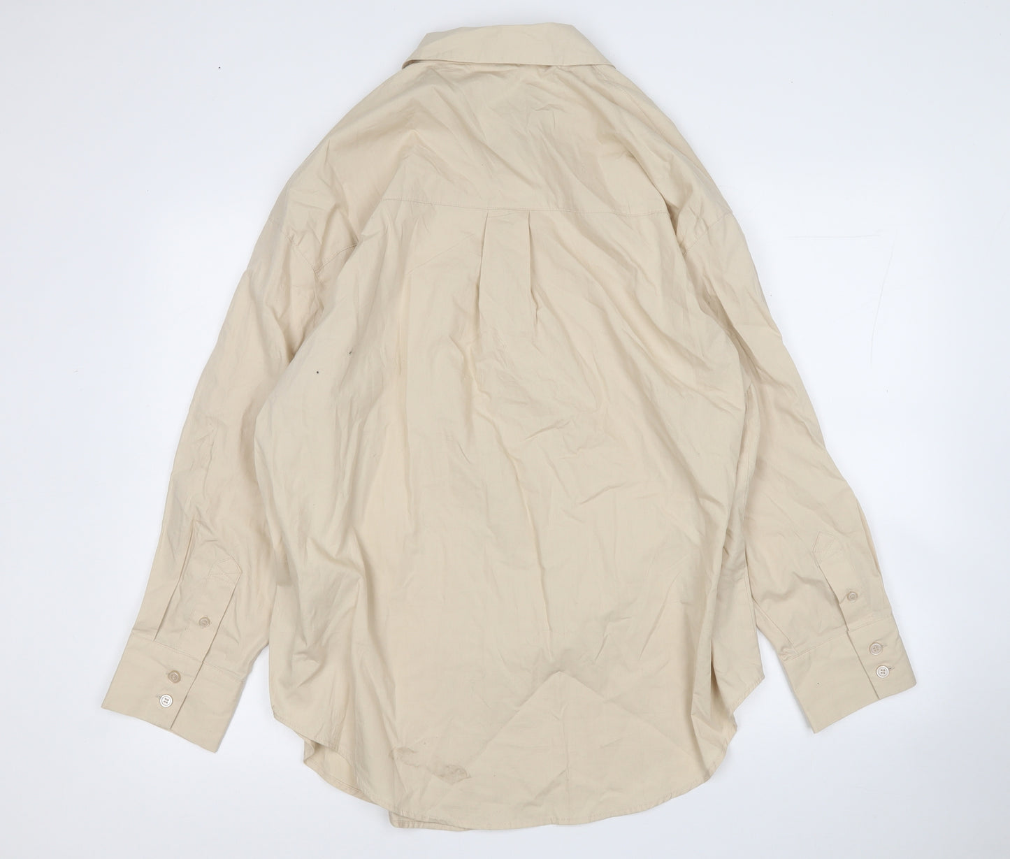 Divided Womens Beige  Cotton Basic Button-Up Size S Collared