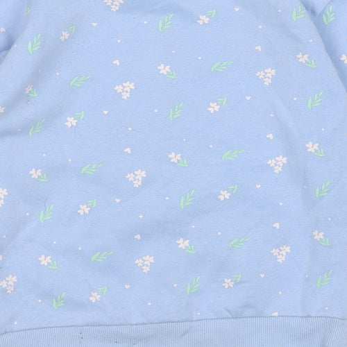 Dunnes Stores Girls Blue Floral Cotton Pullover Sweatshirt Size 7-8 Years