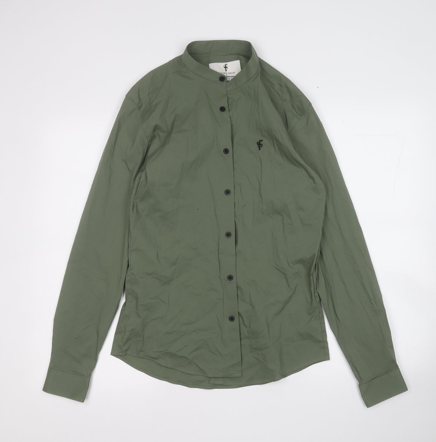 father sons  Mens Green  Cotton  Button-Up Size S Round Neck