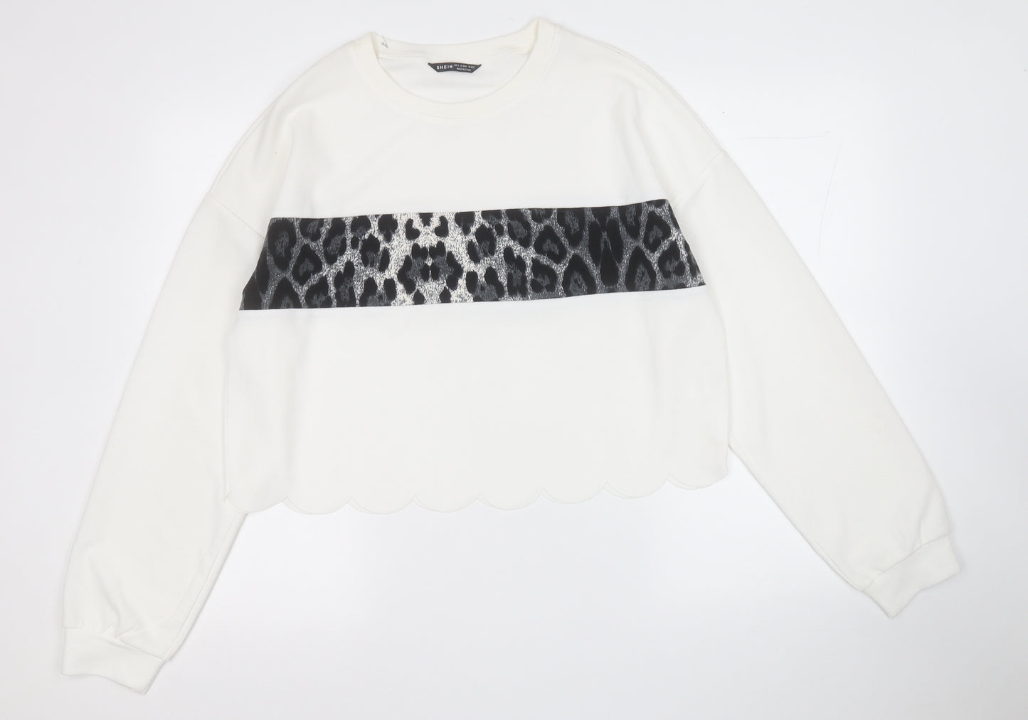 SHIEN  Womens White  Polyester Pullover Sweatshirt Size L