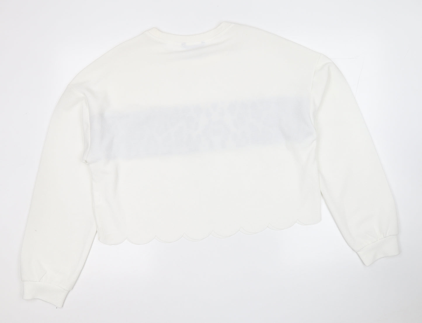 SHIEN  Womens White  Polyester Pullover Sweatshirt Size L