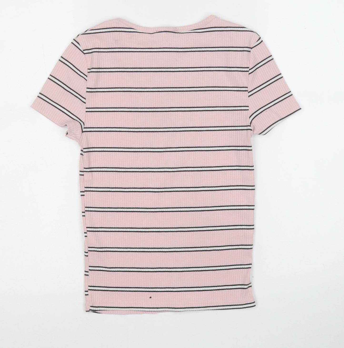 New Look Womens Pink Round Neck Striped Polyester Pullover Jumper Size 8