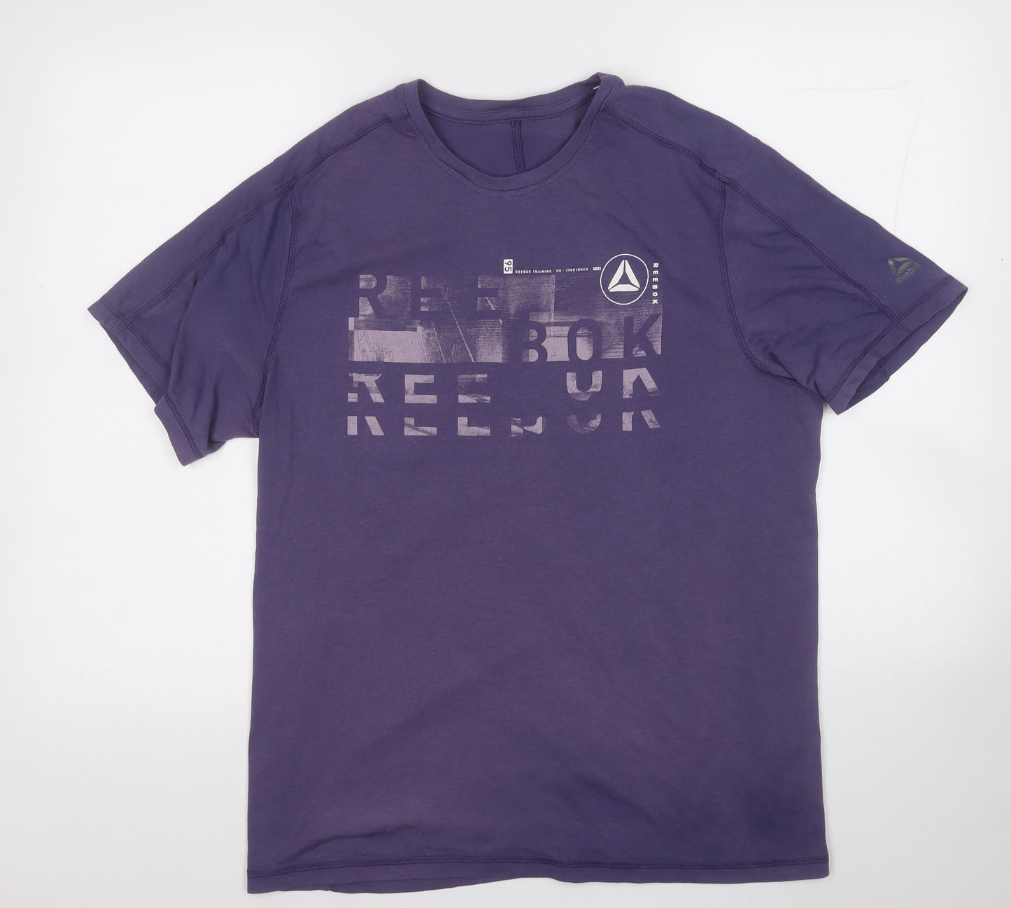 Reebok Mens Purple  Cotton  T-Shirt Size M Round Neck