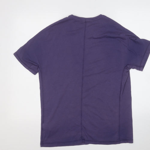 Reebok Mens Purple  Cotton  T-Shirt Size M Round Neck