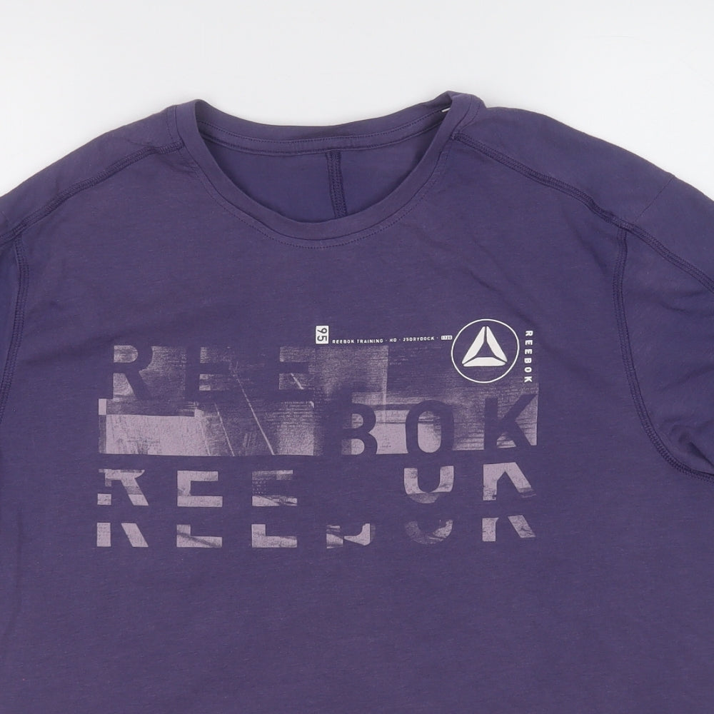 Reebok Mens Purple  Cotton  T-Shirt Size M Round Neck