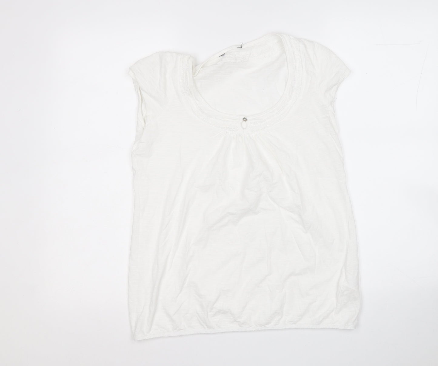 F&F Womens White  Cotton Basic T-Shirt Size 12 Round Neck