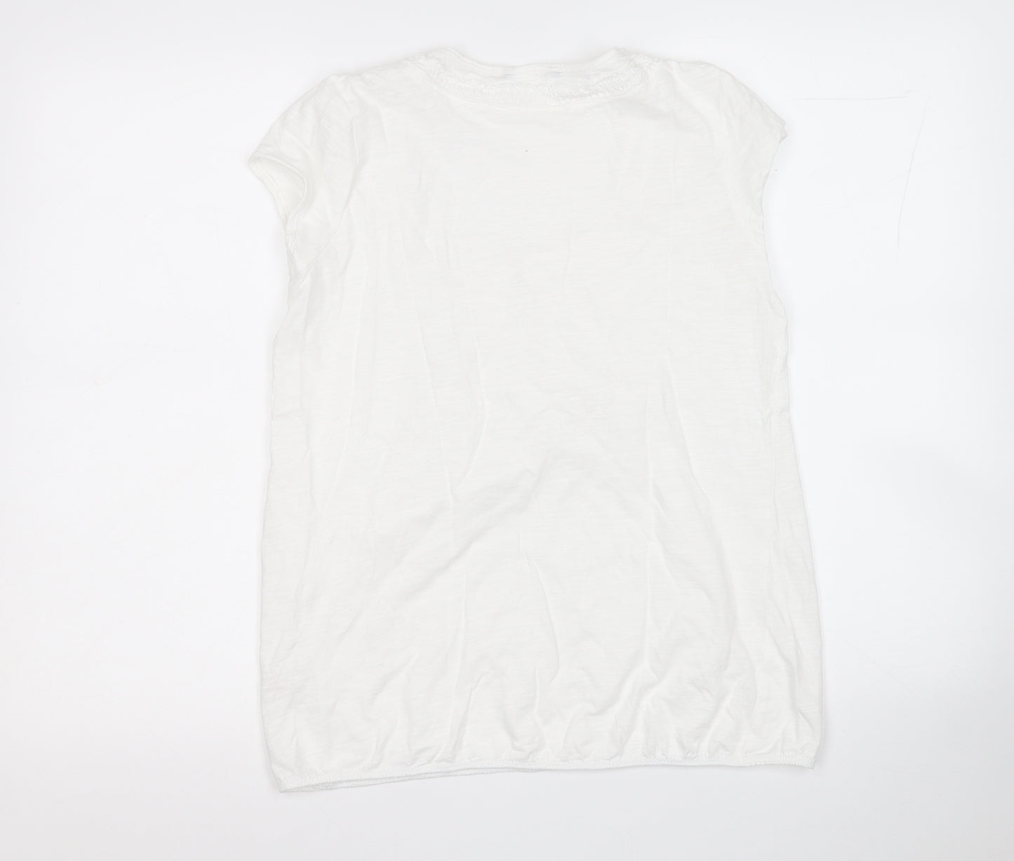 F&F Womens White  Cotton Basic T-Shirt Size 12 Round Neck