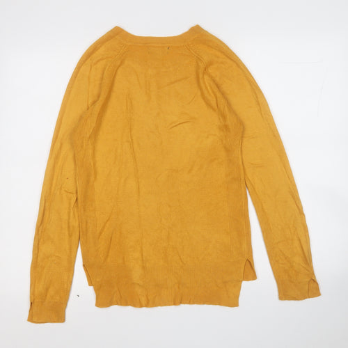 Primark Womens Yellow Round Neck  Acrylic Pullover Jumper Size 4