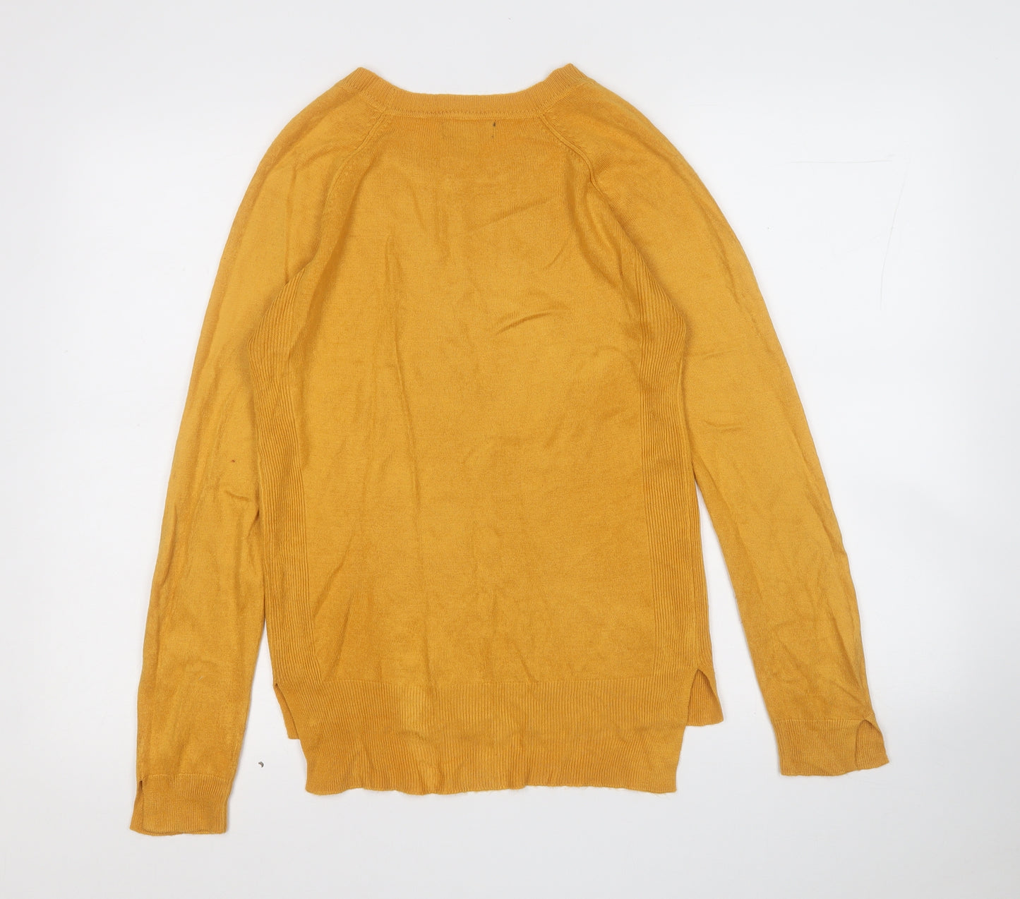 Primark Womens Yellow Round Neck  Acrylic Pullover Jumper Size 4