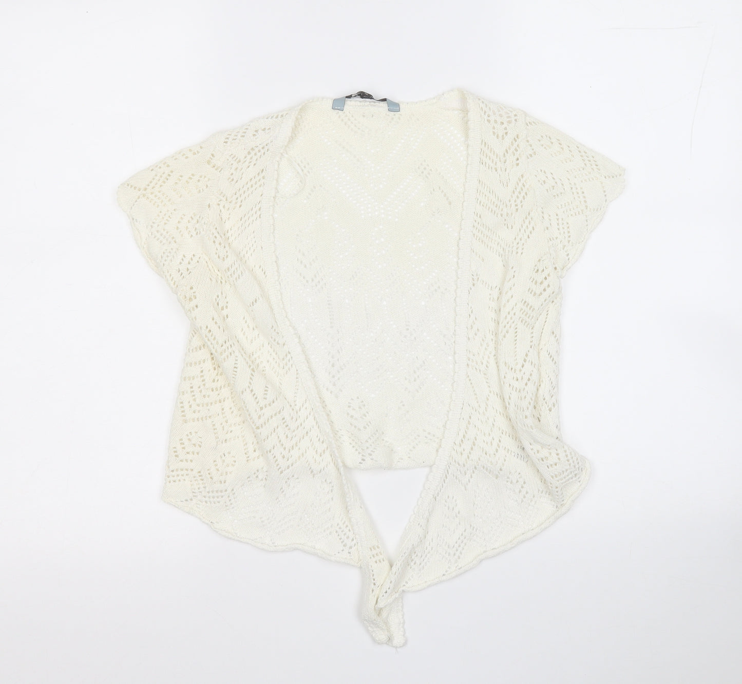 Red Herring Womens White V-Neck  Cotton Cardigan Jumper Size 10