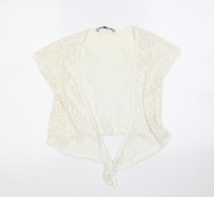 Red Herring Womens White V-Neck Cotton Cardigan Jumper Size 10