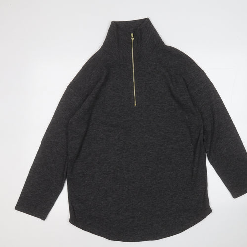 TU Womens Grey Mock Neck  Polyester Pullover Jumper Size 10
