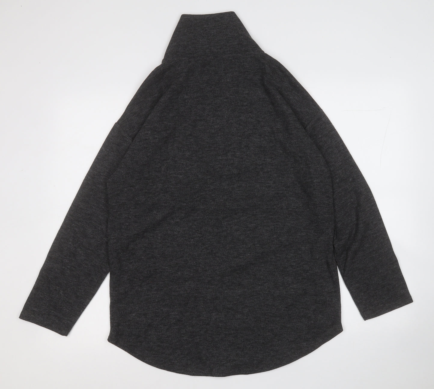 TU Womens Grey Mock Neck  Polyester Pullover Jumper Size 10