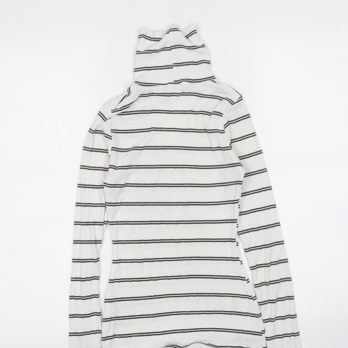 I SAW IT FIRST Womens White Roll Neck Striped Polyester Pullover Jumper Size 8