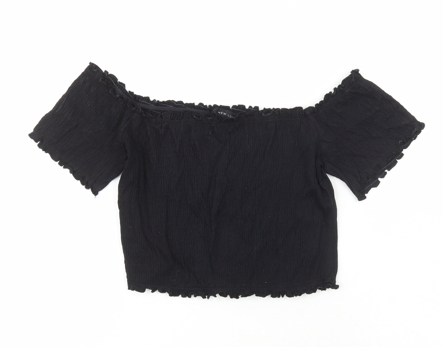 New Look Womens Black  Cotton Cropped Tank Size 14 Square Neck