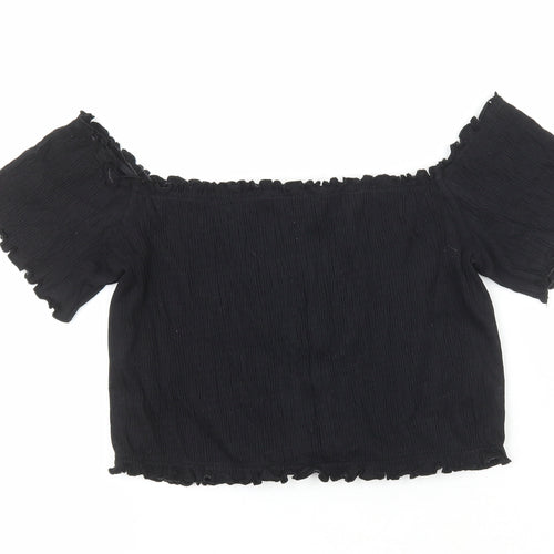 New Look Womens Black  Cotton Cropped Tank Size 14 Square Neck