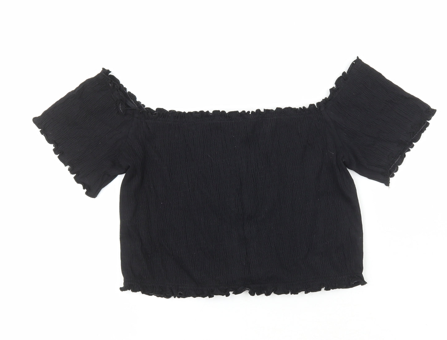 New Look Womens Black  Cotton Cropped Tank Size 14 Square Neck