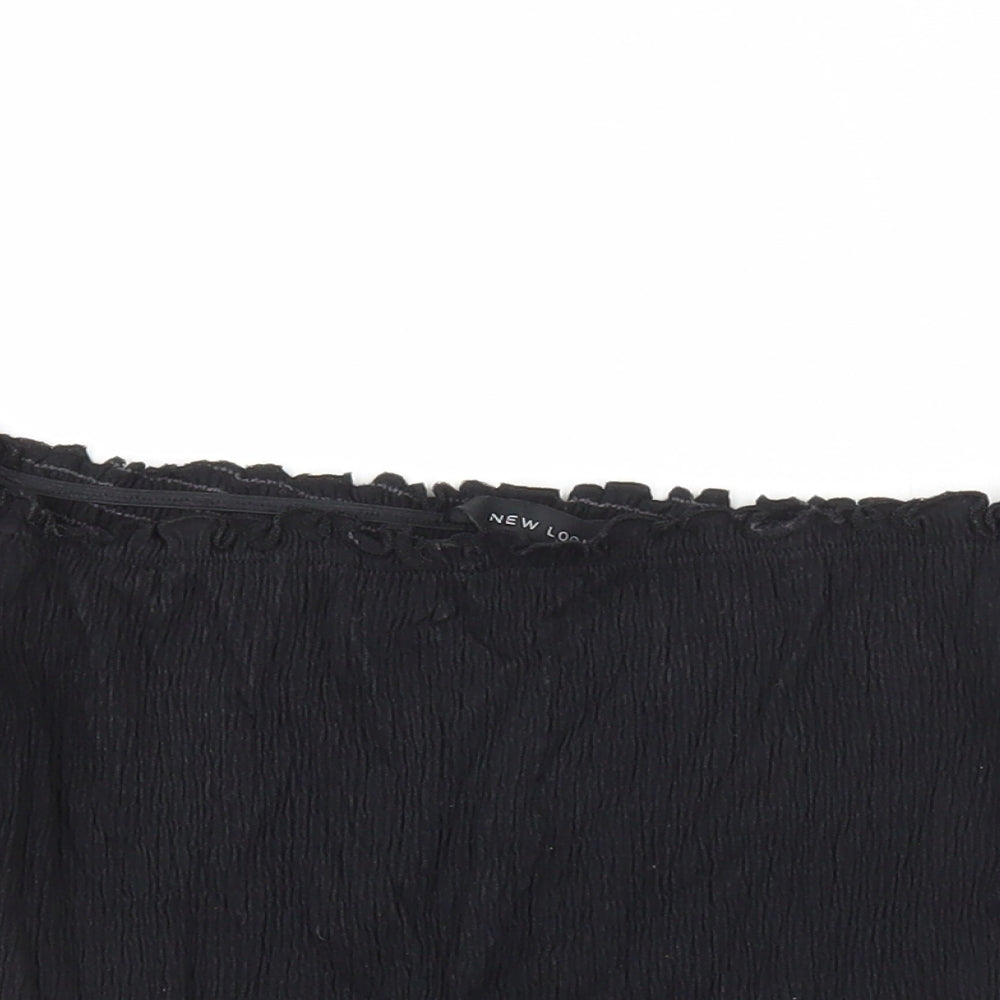 New Look Womens Black  Cotton Cropped Tank Size 14 Square Neck