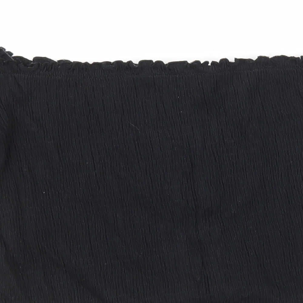 New Look Womens Black  Cotton Cropped Tank Size 14 Square Neck