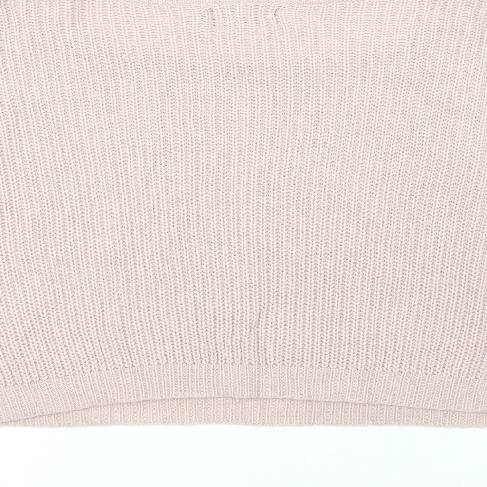 PRETTYLITTLETHING Womens Pink Boat Neck  Acrylic Pullover Jumper Size S