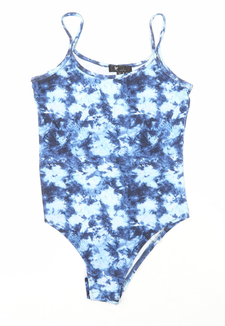 Cutie Womens Blue Tie Dye 100% Polyester Bodysuit One-Piece Size 8 L15 in